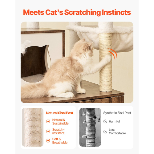 VEVOR Large Cat Tree Box Box Περίβλημα 2-σε-1 Cat Tower Εσωτερικό Play House για γάτες