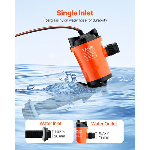 Αντλία VEVOR Livewell για σκάφος 12V 800 GPH 90° Livewell Αντλία αερισμού Αντλία Baitwell