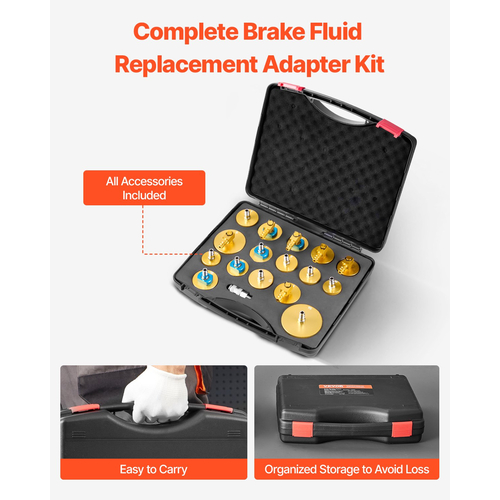 VEVOR 17 Pcs Brake Master Bleeder Kit Σετ αντάπτορα εξαέρωσης φρένων για τα περισσότερα οχήματα