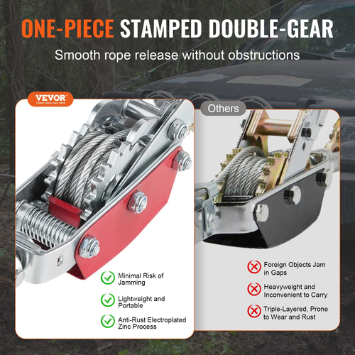 VEVOR Power Puller Come Along Βαρούλκο 4 τόννων 8818 lbs Heavy Duty Pull Hoist 3 Hooks