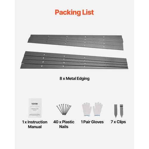 VEVOR Metal Landscape Edge 8 Packs 72in Ανθεκτικό στη σκουριά εύκαμπτο για κήπο στον κήπο