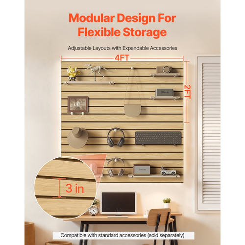 VEVOR 4 x 4 ft Επένδυση τοίχου από MDF Φυσική πλάκα γκαράζ με σπονδυλωτή σχεδίαση