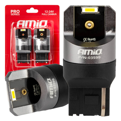 ΛΑΜΠΑΚΙΑ W21W 12/24V 6.000K 2SMD LED FULL CAN-BUS ΛΕΥΚΑ PRO SERIES AMIO - 2 Τεμ.