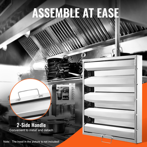 VEVOR 19,5Wx19,5H Inch Commercial Hood Filter Range Hood Διάφραγμα από ανοξείδωτο ατσάλι