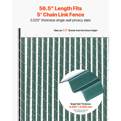 VEVOR Chain Link Fence Slats Privacy Single-Wall για 5&#039; ψηλό φράχτη κλειδαριά κάτω