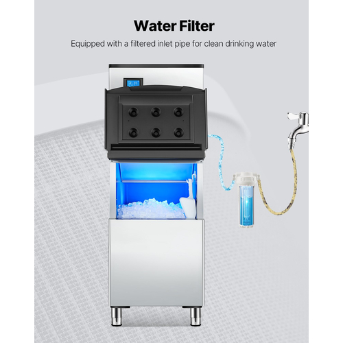 Κάδος αποθήκευσης VEVOR Commercial Ice Maker Δοχείο πάγου χωρητικότητας 250 lbs με φίλτρο