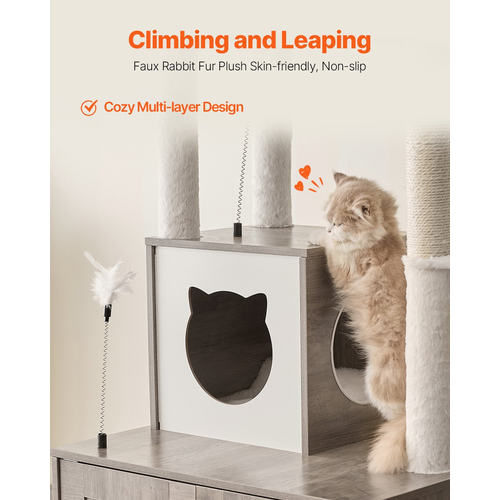 VEVOR Large Cat Tree Box Box Περίβλημα 2-σε-1 Cat Tower Εσωτερικό Play House για γάτες
