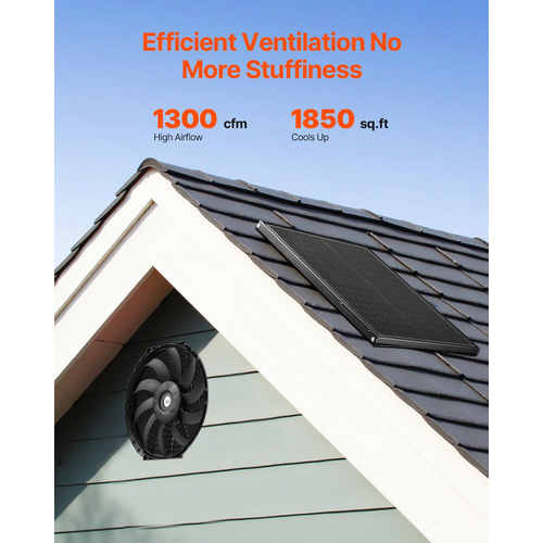 VEVOR 12" Gable Mount Fan 1300 CFM Attic Exhaust Fan with Ρυθμιζόμενος Θερμοστάτης