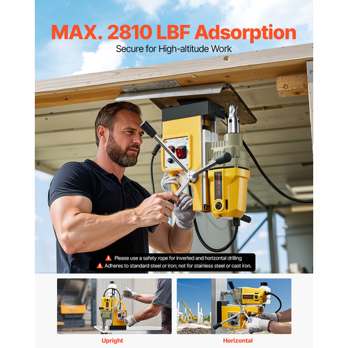 Magnetic Drill 1400W 2810 lbf Magnetic Drill Press 1,6 in Boring Diameter 800 RPM