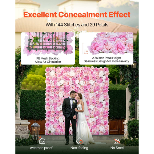 VEVOR 3D Flower Panel Wall 12 ΤΕΜ 15x15 σε τεχνητό λουλουδάτο χαλάκι για γάμο
