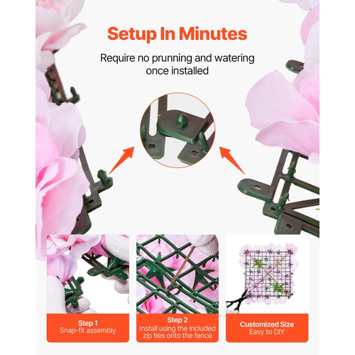 VEVOR 3D Flower Panel Wall 12 ΤΕΜ 15x15 σε τεχνητό λουλουδάτο χαλάκι για γάμο