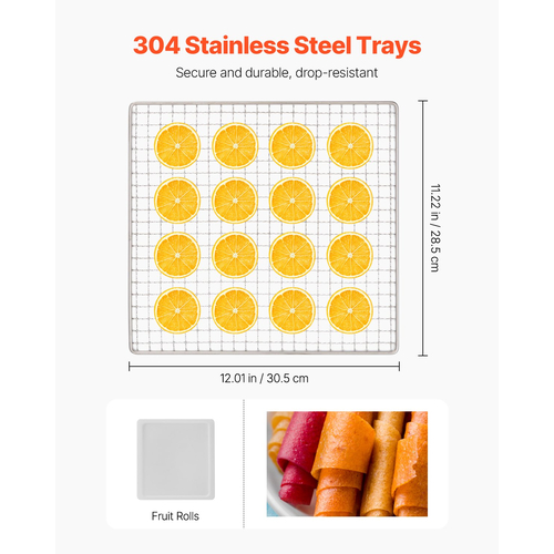VEVOR 10 Trays Μηχανή αφυδάτωσης τροφίμων από ανοξείδωτο ατσάλι 1000W Jerky Fruit Drying