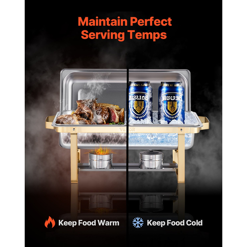 VEVOR 8 Qt 4 Pack Ορθογώνιο σετ μπουφέ πιάτων για ταψί πλήρους μεγέθους και τηγάνια μισού μεγέθους