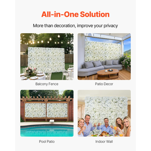 VEVOR 3D Flower Panel Wall 24 ΤΕΜ. 15 x 15 ιντσών Τεχνητό λουλουδάτο φόντο για γάμο