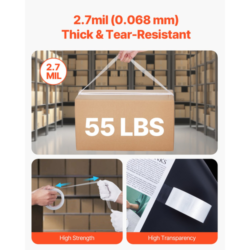 VEVOR Packing Tape 24 Rolls 65 Yards Heavy Duty Clear Packing Tapes 2,7 Mil