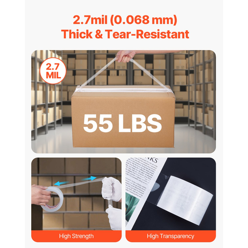 VEVOR Clear Packing Tape 24 Rolls 65 Yards Heavy Duty Clear Packing Tape 2,7 Mil