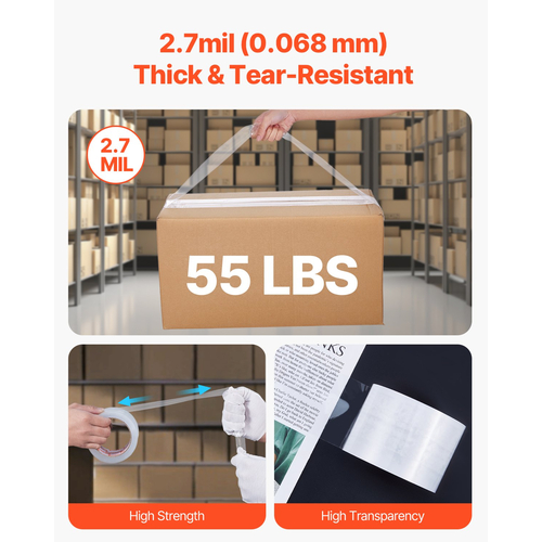VEVOR Clear Packing Tape 6 Rolls 65 Yards Heavy Duty Clear Packing Tapes 2,7 Mil