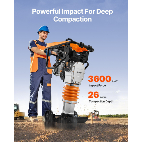 VEVOR 6,5 HP 196 cc Fuel Power Jumping Jack Vibratory Rammer Tamper Compactor