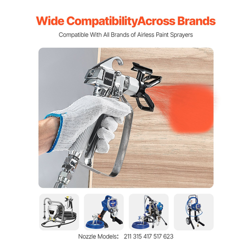 Πιστόλι βαφής VEVOR Airless 3600PSI Πιστόλι ψεκασμού υψηλής πίεσης χωρίς αέρα με 5 άκρες
