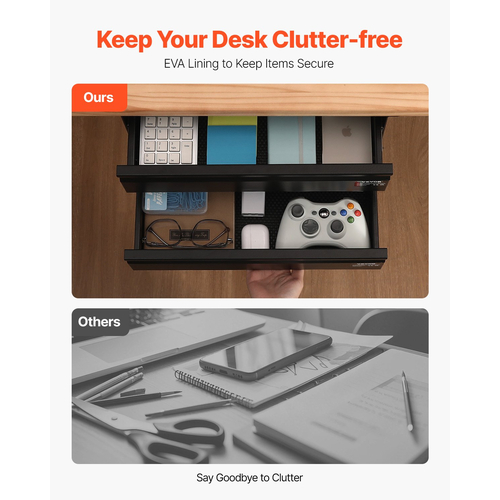 VEVOR 2 Συρτάρι 40 cm κάτω από το γραφείο Συρτάρι Organizer Συρτάρι εξοικονόμησης χώρου