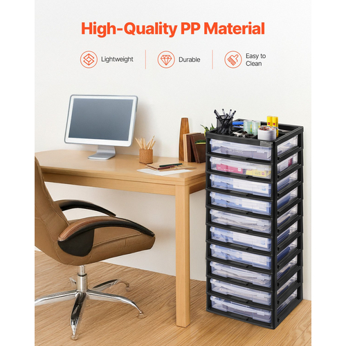 Plastic Storage Organizer 10-Tier Μεγάλη χωρητικότητα με Organizer Top Μαύρο πλαίσιο