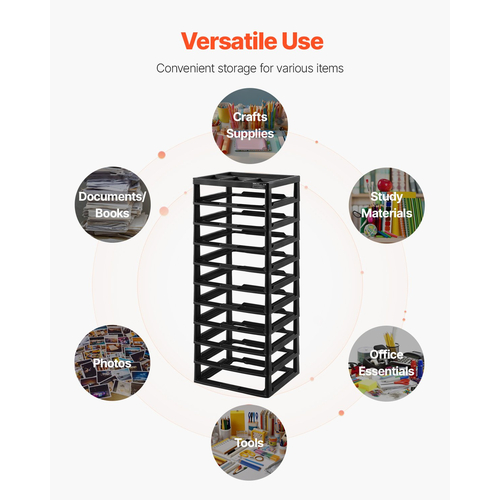 Plastic Storage Organizer 10-Tier Μεγάλη χωρητικότητα με Organizer Top Μαύρο πλαίσιο