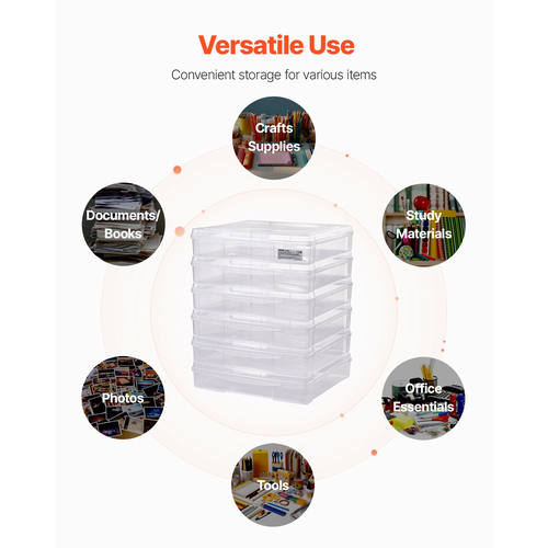Scrapbook Paper Storage 6 Pack Στοιβαζόμενα πλαστικά κουτιά επιτραπέζιων παιχνιδιών Καθαρή θήκη