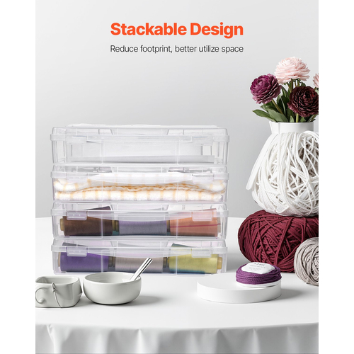 Scrapbook Paper Storage 4 Pack Στοιβαζόμενα πλαστικά κουτιά επιτραπέζιων παιχνιδιών Καθαρή θήκη
