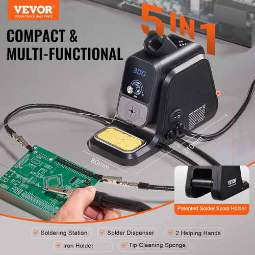 VEVOR Soldering Iron Station 80W LED Κιτ σταθμού συγκόλλησης Χέρια βοήθειας
