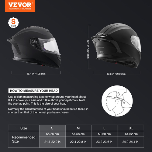 Κράνος μοτοσυκλέτας VEVOR Full Face Κράνος Motocross με υποδοχή Bluetooth