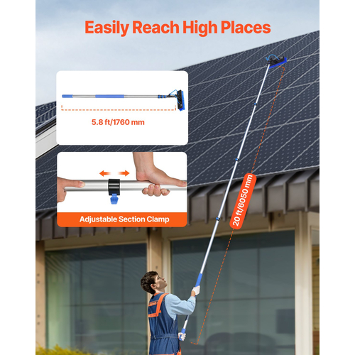 VEVOR Water Fed Pole Kit 6m Solar Panel Cleaning Stole with επεκτεινόμενη λαβή