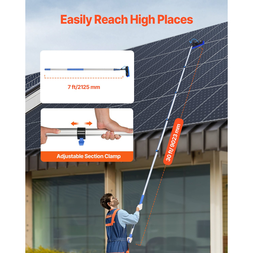 VEVOR Water Fed Pole Kit 9m Solar Panel Cleaning Pole with επεκτεινόμενη λαβή