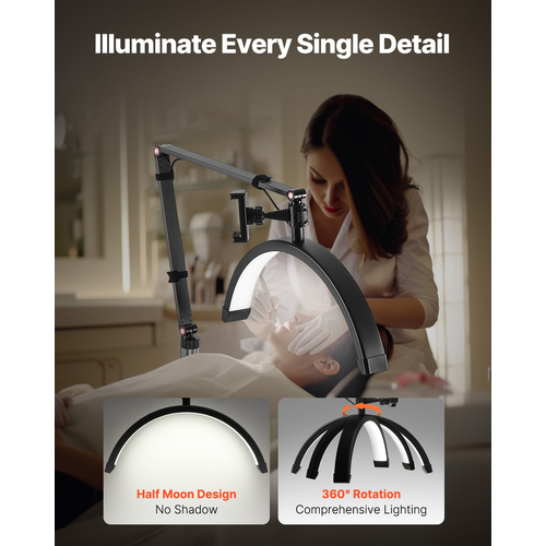 Half Moon Light for Esthetician 2 σε 1 LED δαπέδου και φωτιστικό γραφείου Φωτιστικό βλεφαρίδων τοξωτό