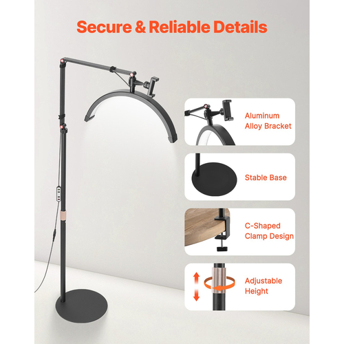 Half Moon Light for Esthetician 2 σε 1 LED δαπέδου και φωτιστικό γραφείου Φωτιστικό βλεφαρίδων τοξωτό
