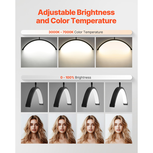 Φωτιστικό Half Moon for Esthetician Φωτιστικό δαπέδου LED 23 ιντσών με δυνατότητα ρύθμισης φωτισμού βλεφαρίδων