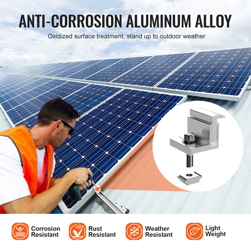 Βάση στήριξης VEVOR Solar Panel Z 35-50mm Ρυθμιζόμενος σφιγκτήρας τελικής βάσης 20 ΤΕΜ