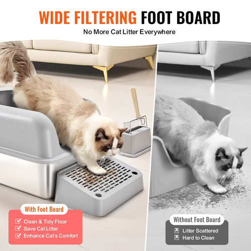 VEVOR 6 σε Deep Litter Box Κουτί απορριμμάτων χωρίς οσμή με σανίδα ποδιών φιλτραρίσματος