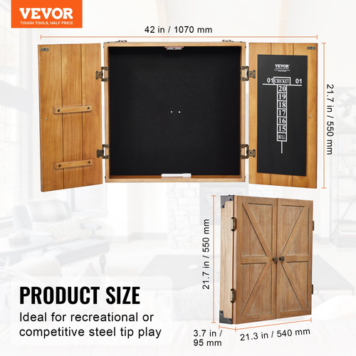 Επίσημο μέγεθος καμπίνας VEVOR Solid Wood Dartboard (Δεν περιλαμβάνεται το Dartboard)