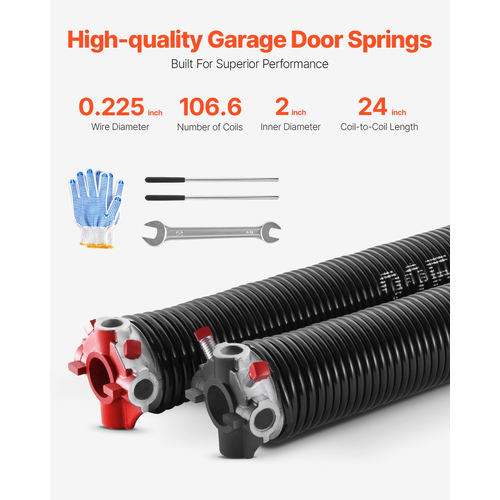 VEVOR Garage Door Torsion Springs Ζεύγος 0,225 x 2 x 24 ιντσών με ράβδους περιέλιξης