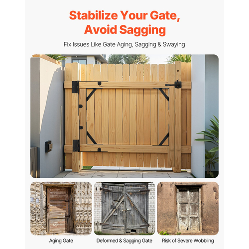 Γωνιακό στήριγμα πύλης VEVOR 2 σετ Anti Sag Gate Frame Hardware Kit Μαύρο