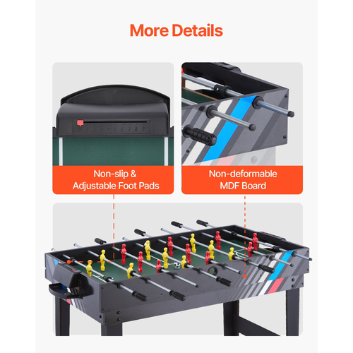 VEVOR 122 εκ. Τραπέζι Air Hockey Τραπέζι 4-σε-1 Combo Παιχνίδι Ποδόσφαιρο Πινγκ Πονγκ Μπιλιάρδο