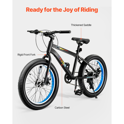 Ποδήλατο βουνού VEVOR 20" Ποδήλατο MTB Shimano Διπλό Δισκόφρενο από ανθρακούχο χάλυβα 7 ταχυτήτων