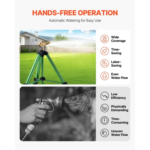 VEVOR Tripod Sprinkler 2 Packs Heavy Duty Lawn Sprinkler with G3/4" Connector