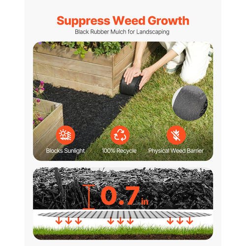 VEVOR 2 Rolls Rubber Mulch Roll for Landscape 120 x 4,5in Rubber Mulch Mat