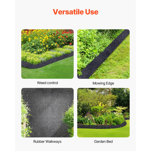 VEVOR 4 Rolls Rubber Mulch Roll for Landscape 120 x 4,5in Rubber Mulch Mat