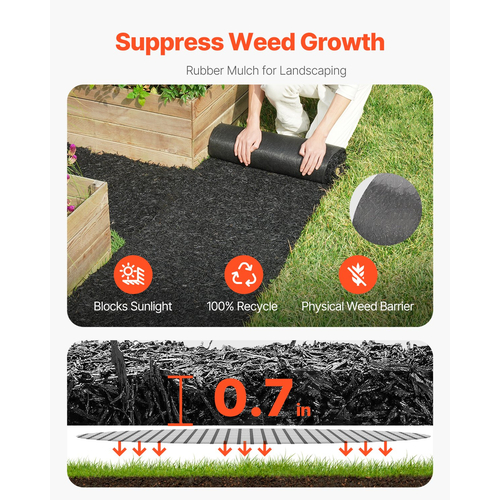 VEVOR 2 Rolls Rubber Mulch Roll for Landscaping 96 x 22in Rubber Mulch Mat