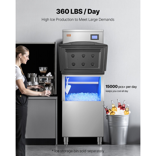 VEVOR Commercial Ice Maker 360 lbs/Day Self-Cleaning Ice Machine - Head Only