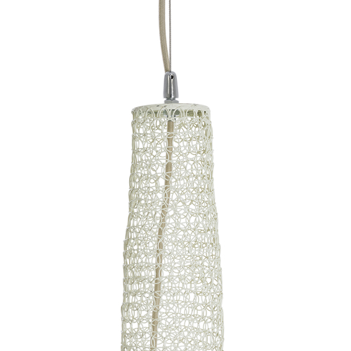 GloboStar® KENTUCKY 01883 Vintage Κρεμαστό Φωτιστικό Πλέγμα Μονόφωτο 1 x E27 IP20 Μπεζ Μέταλλο - Μ60 x Π60 x Υ90cm