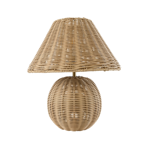 GloboStar® PERU 02239 Boho Επιτραπέζιο Φωτιστικό Μονόφωτο 1 x E27 AC220-240V IP20 - Φ40 x Υ45cm - Μπεζ Ξύλινο Καμπάνα