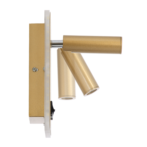 GloboStar® LADY-O 61366 Μοντέρνο Φωτιστικό Τοίχου - Απλίκα Ξενοδοχείου Bed Side LED 10W 1000lm 36° & 360° AC 220-240V - Reading Light & Κρυφός Φωτισμός - Φορτιστής USB 3A - Μ10.5 x Π10 x Υ18.5cm - Φυσικό Λευκό 4500K - Χρυσό Βούρτσας - 3 Χρόνια Εγγύηση
